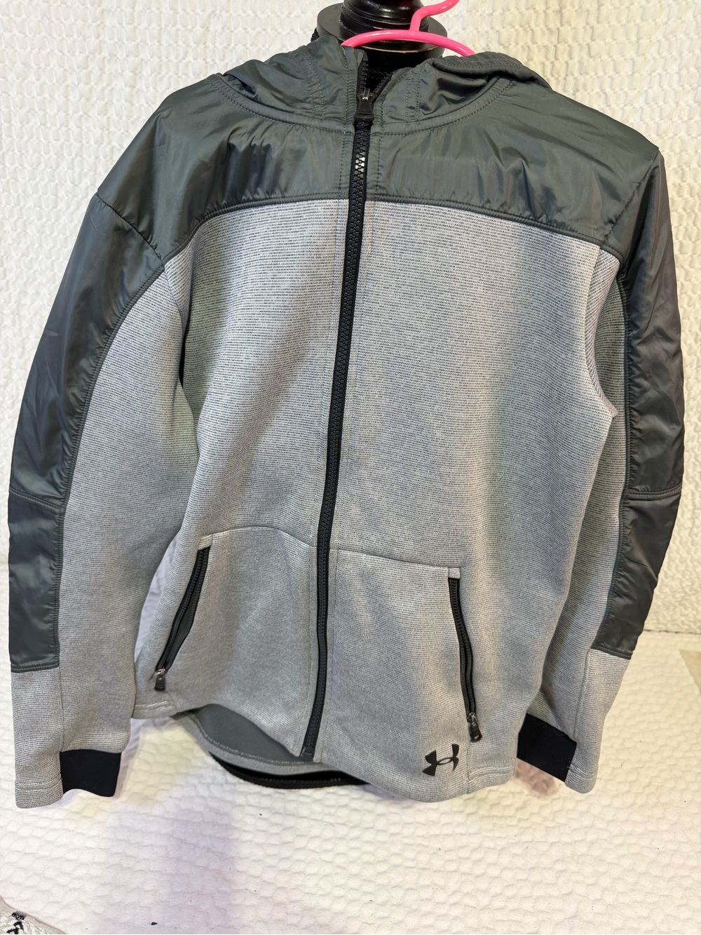 Under Armour kids Gray and Dark Gray Hooded Performance Jacket